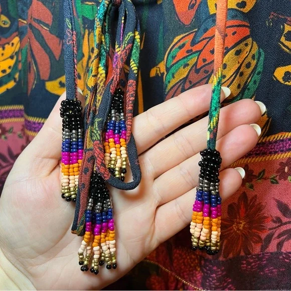 #63 FARM RIO MIXED PATCHWORK MIDI DRESS $265 Bohemian Multicolor Maxi Dress - Picture 7 of 12